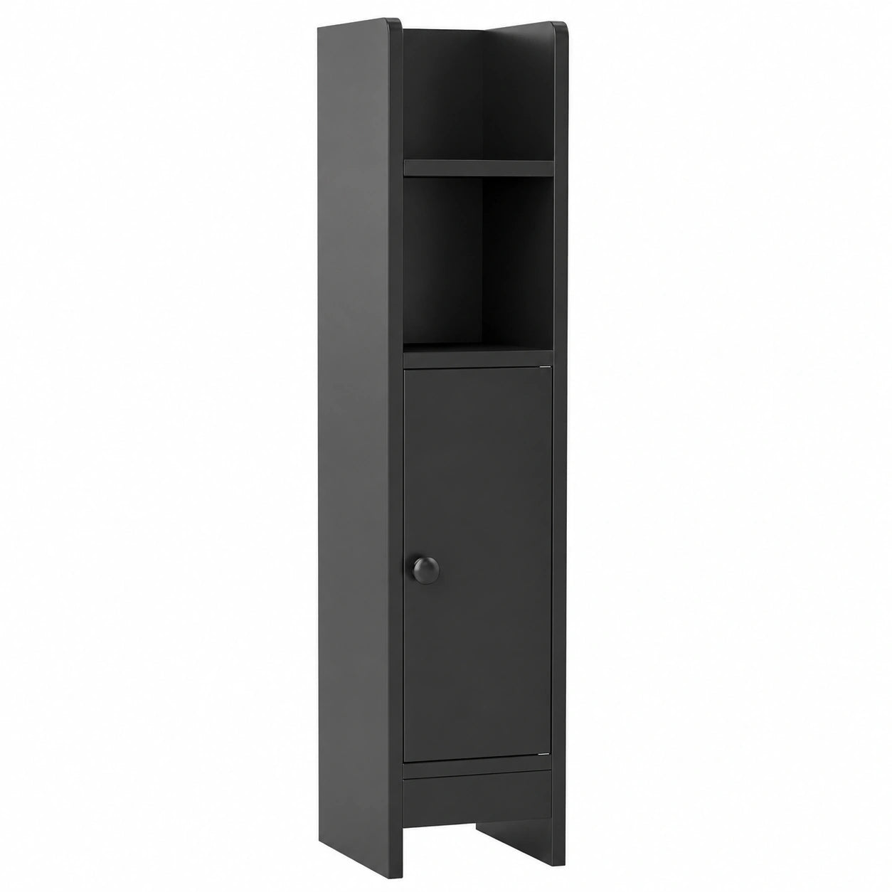 Armario Esquinero Negro para Baño con Estante Ajustable, Seguridad Antivuelco