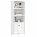 Armario Esquinero Alto con Estantes Ajustables y Puertas, Gabinete de Baño para Salón y Dormitorio, 32x58x172,5 cm, Blanco