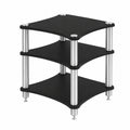 Mesa para Televisión y Audio en Negro, con Estantes Ajustables y Diseño Elegante, Ideal para Salón, 60x48x62 cm