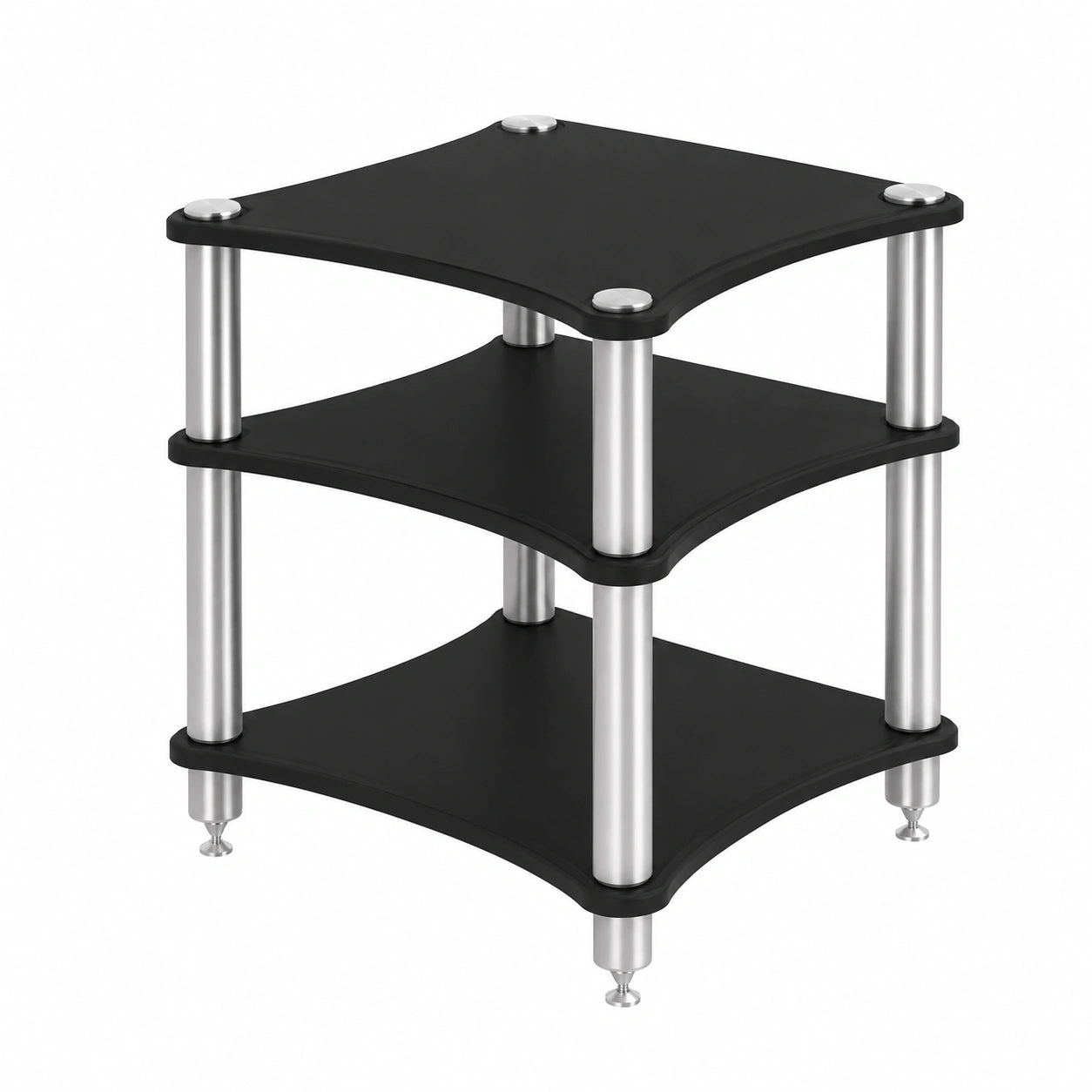 Mesa para Televisión y Audio en Negro, con Estantes Ajustables y Diseño Elegante, Ideal para Salón, 60x48x62 cm