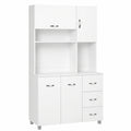 HOMCOM Armario de Cocina Moderno con Cajones y Puertas, Estantes Ajustables, Mueble Auxiliar Blanco