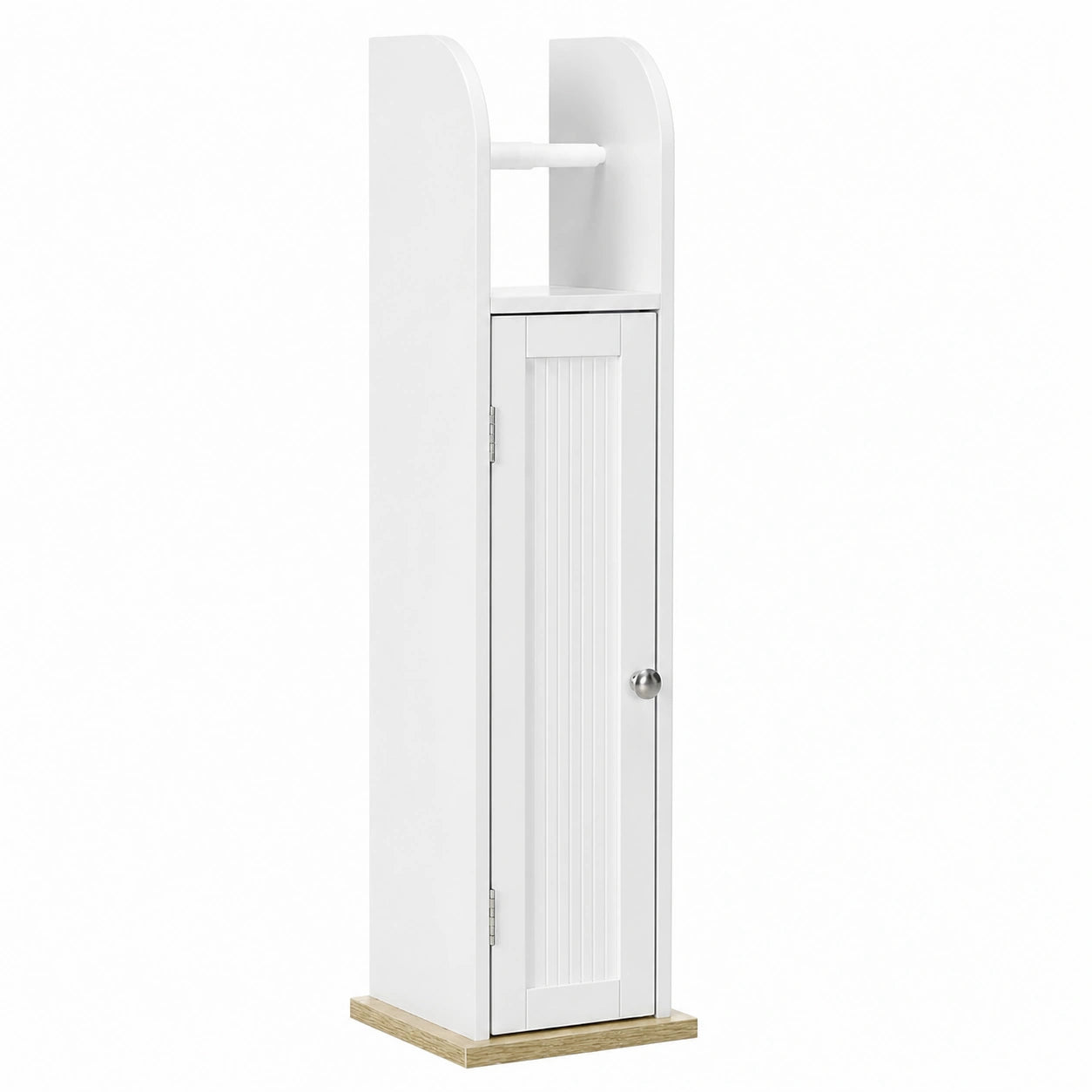 Armario de Baño Kleankin con Estantes Regulables y Soporte para Papel, 20x20x80 cm, Blanco