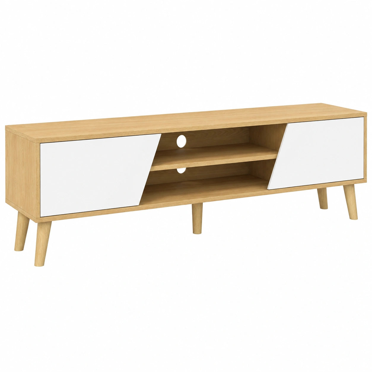 HOMCOM Mesa para TV con Almacenamiento y Diseño de Roble, Compatible con Televisores de hasta 65"