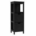 LIFEZEAL Armario de Baño Moderno con Cajones, Organizador de Esquina de Madera, 30x30x89 cm, Color Negro