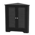 LIFEZEAL - Armario Esquinero de Baño con Puerta y Estante Ajustable, Mueble Triangular de Inodoro, Negro 31,5x63x81 cm