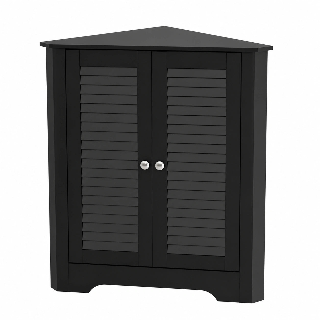 LIFEZEAL - Armario Esquinero de Baño con Puerta y Estante Ajustable, Mueble Triangular de Inodoro, Negro 31,5x63x81 cm