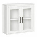 Armario de Pared Kleankin con Puertas de Vidrio y Estante Ajustable para Baño, Cocina o Dormitorio, Blanco, 60x19,5x54 cm