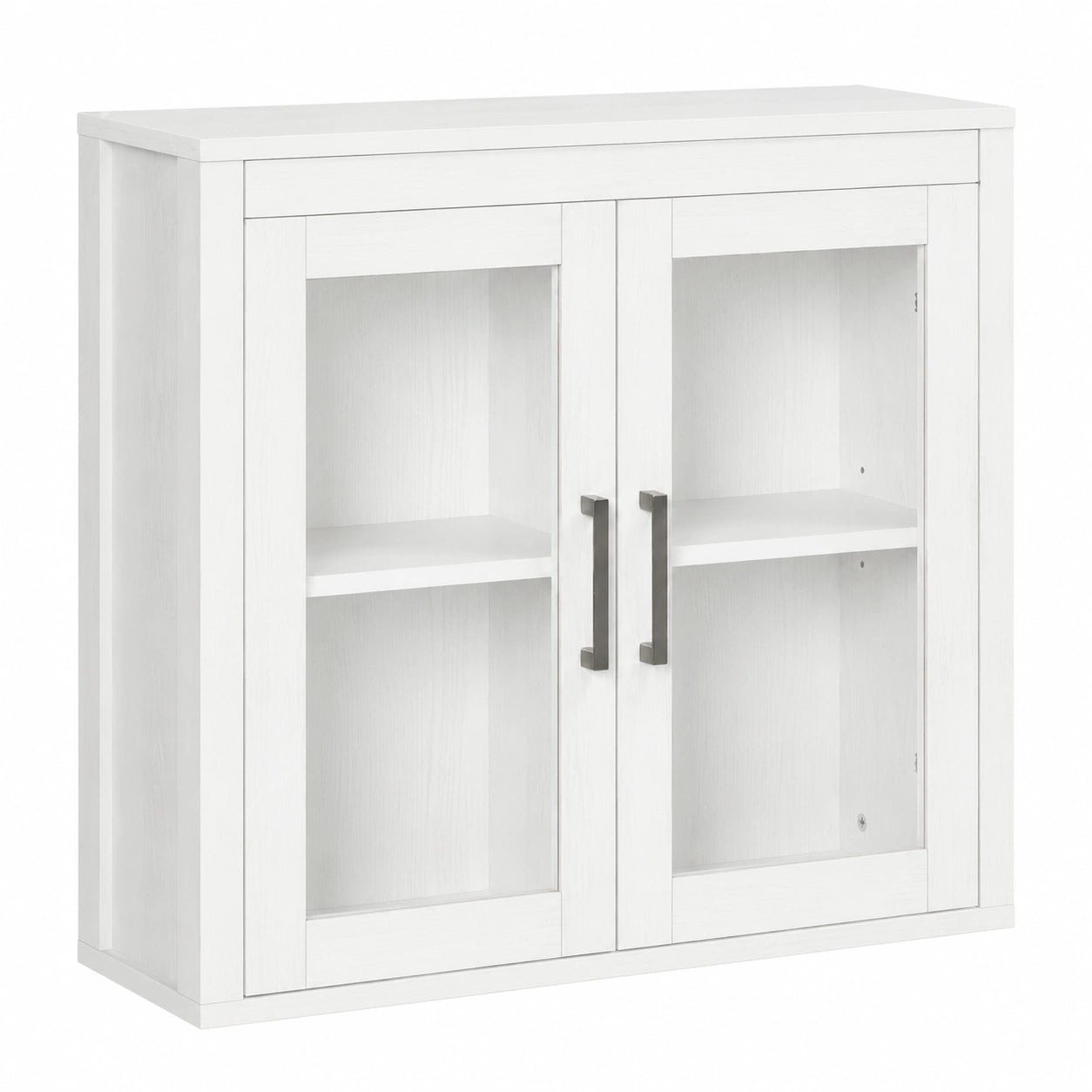 Armario de Pared Kleankin con Puertas de Vidrio y Estante Ajustable para Baño, Cocina o Dormitorio, Blanco, 60x19,5x54 cm