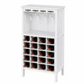 Botellero de Madera para 20 Botellas con Soporte de Copas, Mueble de Vino para Cocina y Bar, Blanco