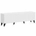 Mueble de TV Josi 200 cm, 4 Puertas, Blanco Brillo, para Comedor