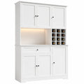 Armario de Cocina Grande con LED, Encimera y Botellero, Blanco 100x39x180cm