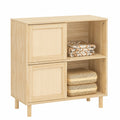 Aparador de Entrada con Puerta Corredera y 2 Estantes 80x35x87 cm Madera Natural
